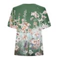 thumbnail image 4 of Lolmot Women's T-Shirts Fashion Casual V-Neck Short Sleeve Floral Printing Button Loose Top Blouse Shirts, 4 of 5