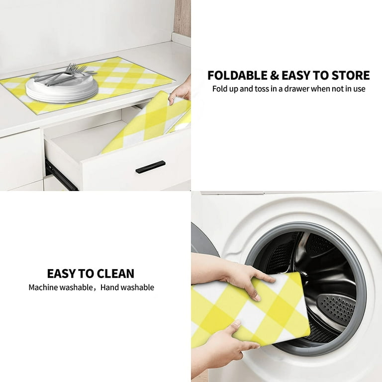 XMXY Dish Drying Mat for Kitchen Counter Gingham Yellow Background Absorbent Coffee Cup Dishes Rack Drainer Mats 18x24 Inches Walmart