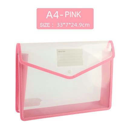 A4 Transparent Large File Bag Stationery Storage Folder Portable Lightweight Waterproof Folder Document Holder With Button SchooRussian Federation He Qiyong unisex