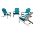 thumbnail image 2 of Ariel Outdoor Acacia Wood Folding Adirondack Chairs with Cushions (Set of 4), White and Dark Teal, 2 of 12