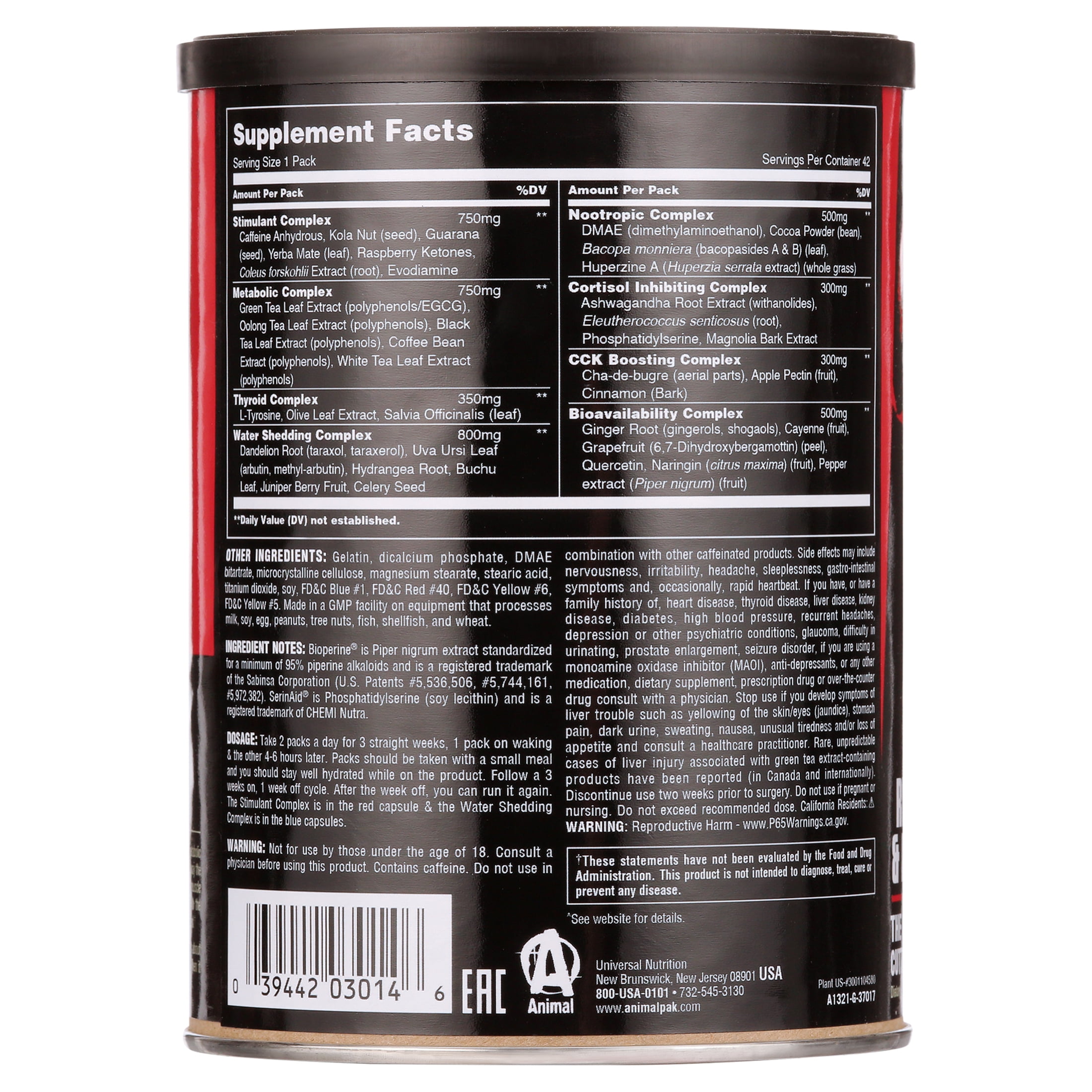 Animal Cuts - All-in-One Fat Burner Pack with Patented SerinAid - 42 Packets
