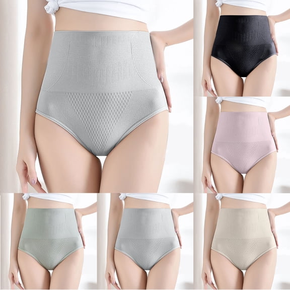Agkizg Plus Size Womens Panties,Breathable Underwear for Women's High Waisted Hip Lifting Waist Cinching Lightweight Breathable Seamless Underwear