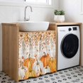 thumbnail image 2 of Thanksgiving Cabinet Dishwasher Hidden Curtains, Privacy Closet Door Curtain, Fall Pumpkin Leaves Vines Floral Brown Plaid Adhesive Dust Proof Under Sink Skirt for Bathroom Kitchen 35"x35", 2 of 8