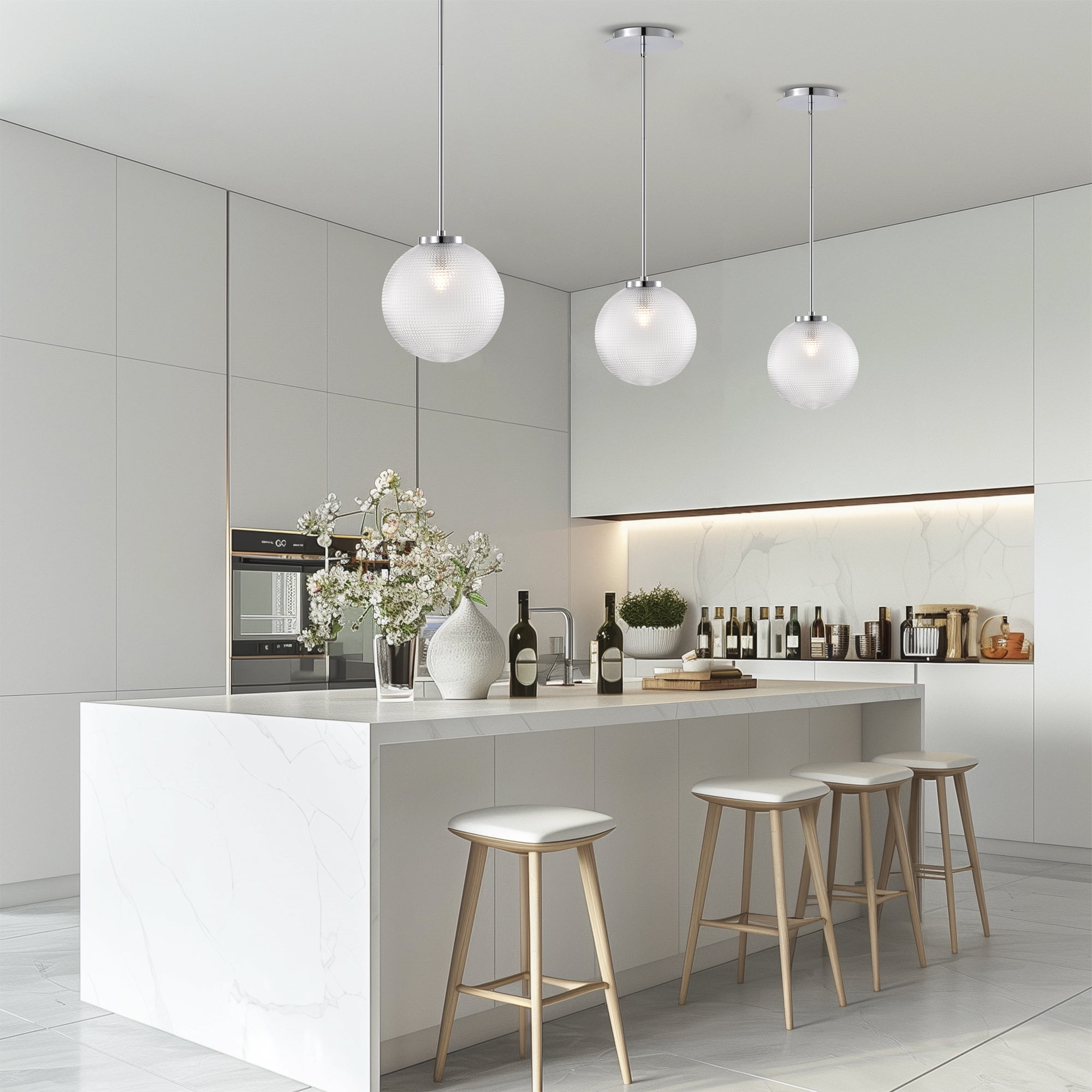 Sokix 9.8 in. 1-Light Indoor Chrome Finish Pendant Light