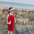 thumbnail image 2 of Toddler Girl Summer Outfits Cotton Sleeveless Red Halter Bloomers Soft Comfy Daily Wear Girls' Clothing Size 5-6T, 2 of 6