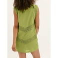 thumbnail image 3 of Green Sleeveless Tie-Side Boho Mini Dress With Lace Cutout Detail, 3 of 19