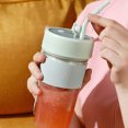 thumbnail image 2 of Exprimidor de frutas eléctrico, licuadora inalámbrica, mezclador de jugo, exprimidor portátil con pajita, carga Usb para el hogar, taza de jugo de regalo de 6 hojas, 1 ud., 2 of 5