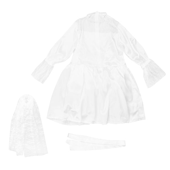UPGRATOR 1Set Male Wedding Dress White Lace Design with Fancy Waistband and Bridal Veil for Party Wear