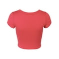 thumbnail image 3 of KOGMO Womens Short Sleeve Crop Top Solid Round Neck T Shirt, 3 of 7