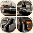 thumbnail image 6 of Black Beige Striped Throw Blanket for Couch, Soft Lightweight Flannel Fleece Blanket, Modern Farmhouse Retro Lines Microfiber Plush All Season Decorative Blankets Gifts for Sofa Bed 50"x60", 6 of 9