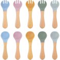 thumbnail image 1 of Lindbes 1 Set Of Baby Spoons And Forks  Chewable Baby Tableware For Self Feeding  Wooden And Silicone Baby Tableware  Suitable For Children Over 6 Months Old(Red), 1 of 9