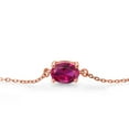 thumbnail image 3 of Gem Stone King 18K Rose Gold Plated Silver Red Created Ruby Solitaire Bracelet for Women (1.35 Cttw, Oval 8X6MM, Gemstone July Birthstone, Fully Adjustable up to 9 inch), 3 of 4