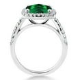 thumbnail image 3 of Gem Stone King 925 Sterling Silver Simulated Emerald and White Created Sapphire Engagement Ring for Women (3.00 Cttw, Available in Size 5, 6, 7, 8, 9), 3 of 6