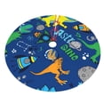 thumbnail image 3 of Kll 30" Christmas Tree Skirt Dinosaur In Space Xmas Tree Skirts Mat For New Year Xmas Holiday Party Indoor Outdoor Home Decoration, 3 of 9
