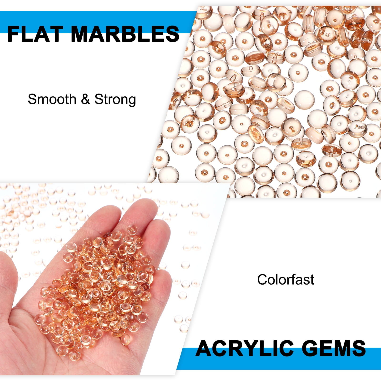 Uxcell 1.1LB Flat Marbles 7mm Mini Acrylic Gems for Vases Filler Glass Beads Fish Tank Table Scatter Home Decor Crafts Brown