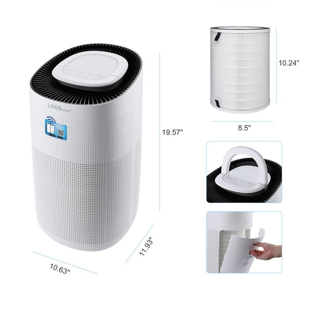 Purificateur d'air WiFi pour la maison, purificateur d'air avec filtre H13  True HEPA pour fumée, poussière, odeur, pollen 