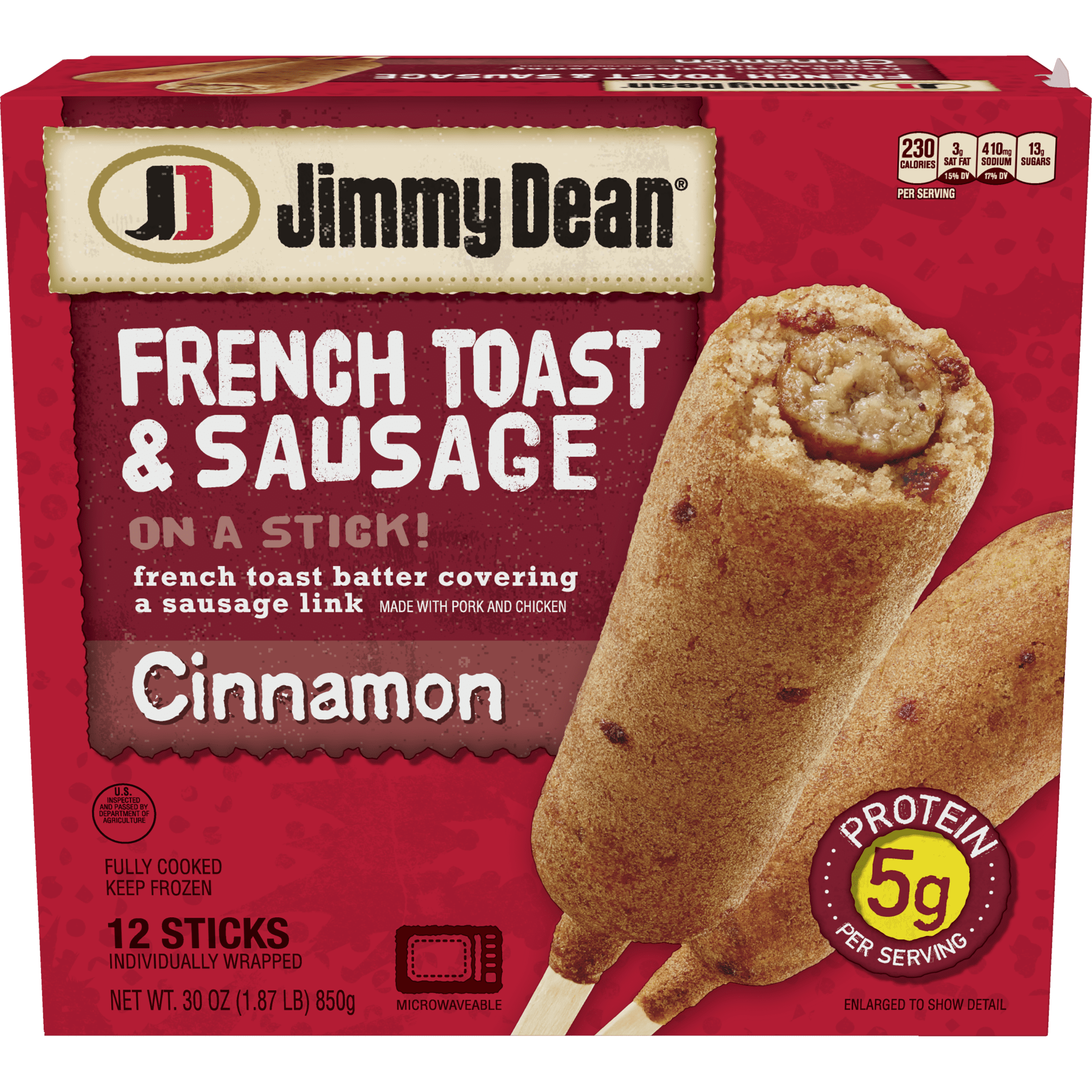 Jimmy Dean® French Toast and Sausage on a Stick, Cinnamon, 12 Count