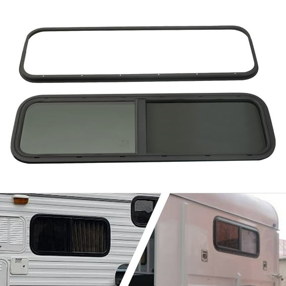 Camper RV Window 42" X 12" Horizontal Sliding Replacement Glass with Trim Ring