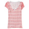 thumbnail image 1 of Camiseta Básica con Cuello en V a Rayas Aeropostale Roja Mediana, 1 of 2