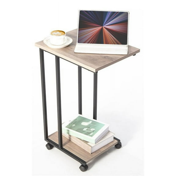 Eden Home Modern Engineered Wood End C Table for Small Spaces in Smoky Gray