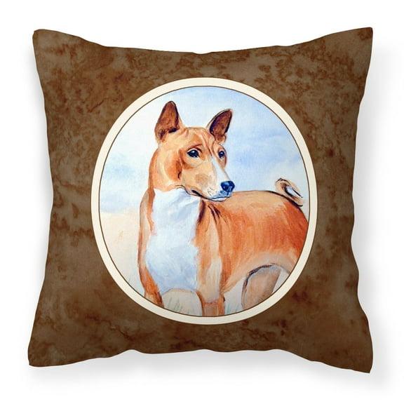 Red and White Basenji Fabric Decorative Pillow