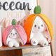 thumbnail image 3 of Plush Rabbit Stuffed Animal with Carrot Ear Soft Toy for Kids Collectible Decorative Doll Fuzzy Bunny Gift for All Ages, 3 of 4