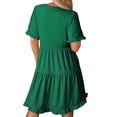 thumbnail image 4 of UVN Summer Dresses for Women V Neck Short Sleeve Casual A Line Dress Flowy Swing Ruffle Sundress with Pockets, 4 of 8