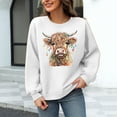 thumbnail image 3 of Waffle Sweatshirts for Womens Christmas Loose Crewneck Long Sleeve Shirts Christmas Cow Printed Sweaters Casual Fashion Xmas Holiday Party Pullover Tops, 3 of 6
