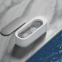 Vibrating Ultrasonic Jewelry Cleaner | Direct Plug-In Portable Glasses, Watch, Denture Cleaning Machine | Home Travel Use | Plastic, White | 18.5x7x6.5cm | 1 Pc