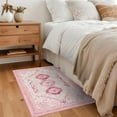 thumbnail image 6 of Wondo 2x3 Entryway Area Rug, Washable Area Rug, Rugs for Bedroom, Kitchen Rugs, Vintage Boho Carpet, Soft Non-Slip, Low Pile Area Rug, Pink, 6 of 8