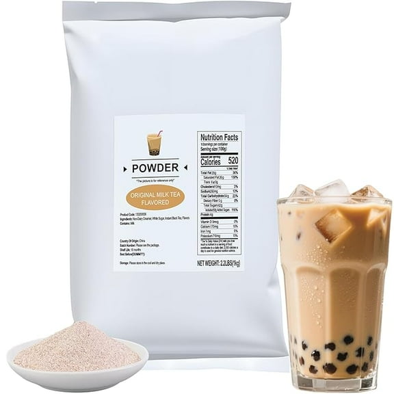 Soeos Milk Tea Flavored Powder (3-in-1), 2.2 lbs (1kg) – Instant Bubble Tea Mix with Creamer & Sugar, Easy to Prepare, Perfect for Boba Drinks & Desserts