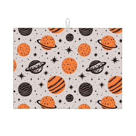 

WARHOOME Dish Drying Mat for Kitchen Counter Star and Cosmic Patterns Microfiber Pad Mats for Dishes Pads 18 x 24 inches