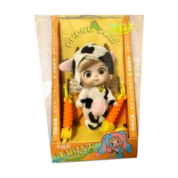 Lindo saco de dormir para muñecas, accesorio con clip para móvil, regalo de cumpleaños para niñas. vaca pequeña