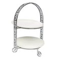 thumbnail image 3 of Iron 2-Tire Cupcake Platter Display Stand Serving Plate iron serving platters tray Rack Silver 8inch, 3 of 9