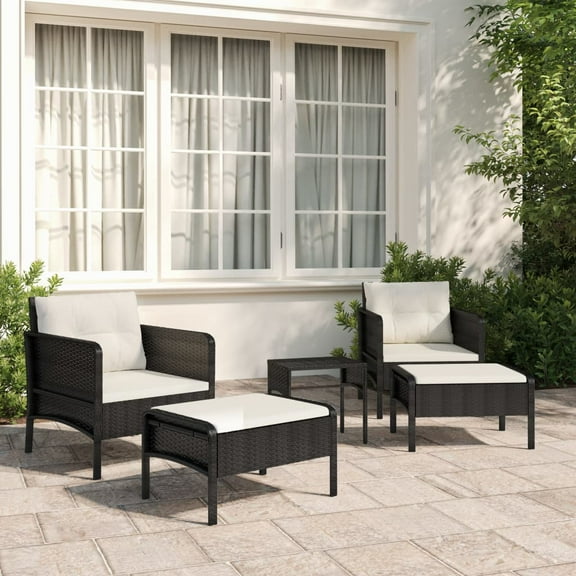 vidaXL Patio Furniture Set 5 Piece Outdoor Chair with Cushions Poly Rattan