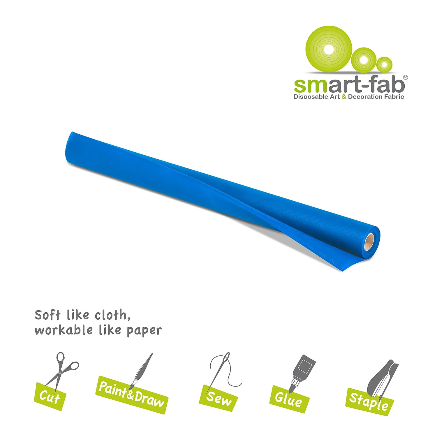 Smart Fab SMF1U382401840-3 Disposable Art & Decoration Fabric Roll, Blue - 24 in. x 18 ft. - 3 Roll
