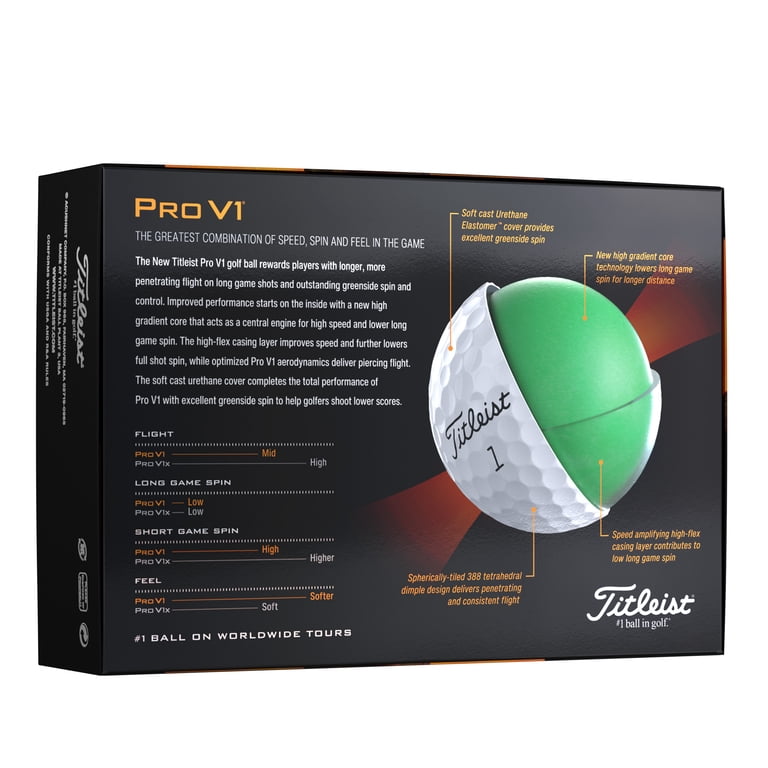 Titleist, Pro V1 Golf Ball, White, 2023, Soft Feel - Walmart.com