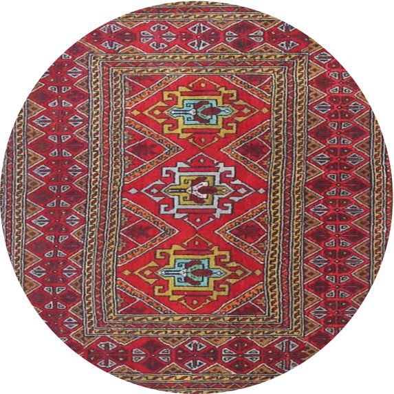 Ahgly Company Indoor Round Traditional Dark Almond Brown Persian Area Rugs, 4' Round