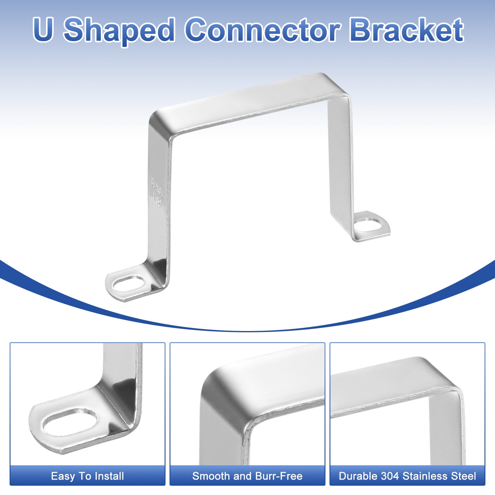 Uxcell 6-Pack U Shaped Connector Bracket, 70x70mm 304 Stainless Steel Square Pipe Clamp for Door Closed Bar Holder Strut Channel