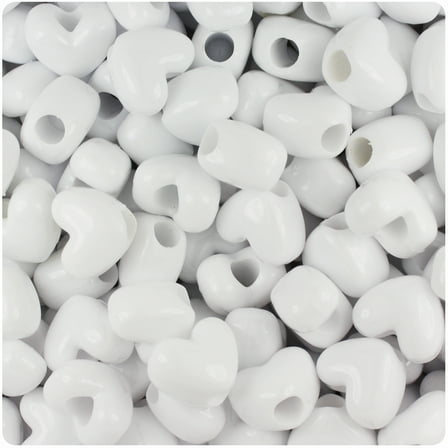 BeadTin White Opaque 12mm Heart Pony Beads (250pc)