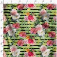 thumbnail image 3 of Soimoi Vert Coton Jersey Tissu Rayé & Grandiflora Roses Imprimé Floral 1 Yard 58 Pouces de Large, 3 of 4