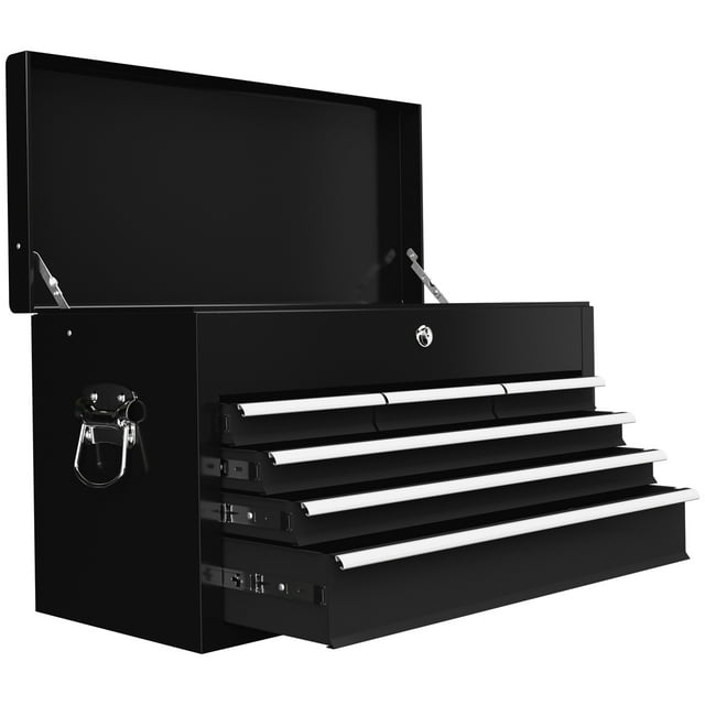 HOMCOM 6 Drawer 24" Portable Tool Box with Top Case, Ball Bearing Slides, Metal Tool Chest for Garage, Household and Warehouse