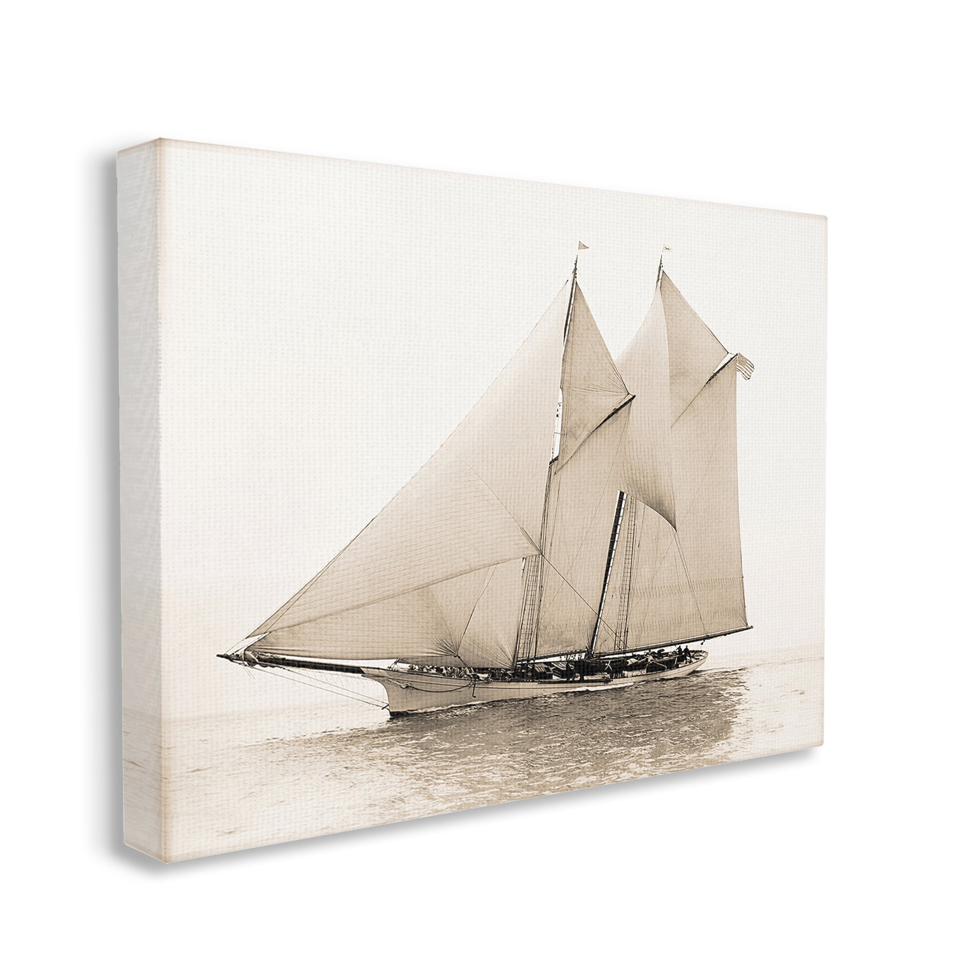Stupell Industries Vintage Sailing Yacht Transportation Photography Gallery Wrapped Canvas Art Print Wall Art, 48 x 36