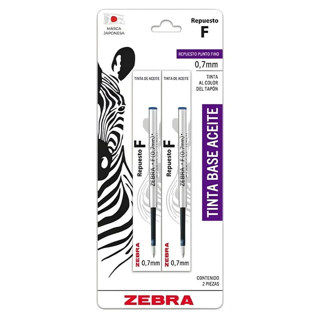 2 Repuestos F Boligrafos Zebra 0.7mm Tinta Gel Color Azul