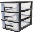 thumbnail image 2 of Armario de almacenamiento PENGJTMXG portátil con cajón de plástico de tres capas negro y transparente, 2 of 3