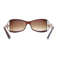 thumbnail image 4 of Classy 90s Wrap Jewel Metal Arm Luxury Designer Sunglasses Brown Gold - Brown, 4 of 4