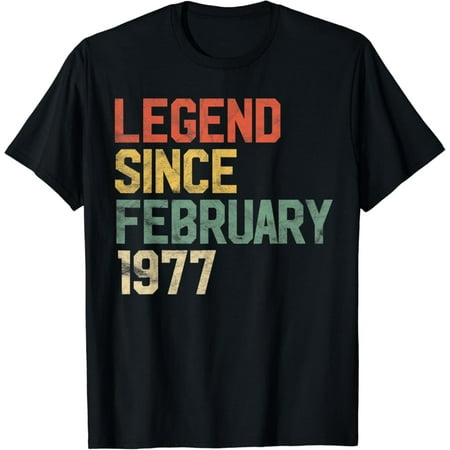 Hot Trending 45 Year Old Gifts Legend Since February 1977 45th Birthday T-Shirt Vintage Tee -Birthday Gifts