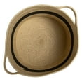 thumbnail image 5 of Household Essentials Round Handwoven Paper Rope Basket with Black Stripe and Handles, Natural, 5 of 6