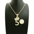 thumbnail image 2 of Stone Stud Tilded Crown Number Pendant with 3mm 18" Rope Chain Necklace, 5, Gold-Tone, 2 of 4