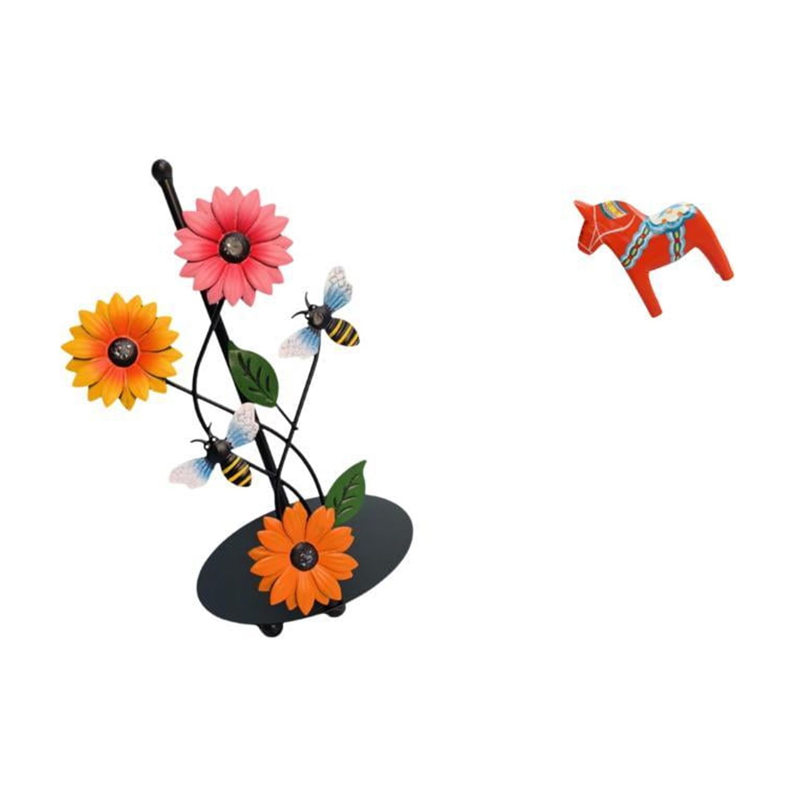 Fiocias Dala Horse Paper Towel Holder Dispenser Non Slip Vertical Tissue Holder Rack Dalecarlian Horse Figurine Animal Sculpture for Bookshelf Entrance Cabine